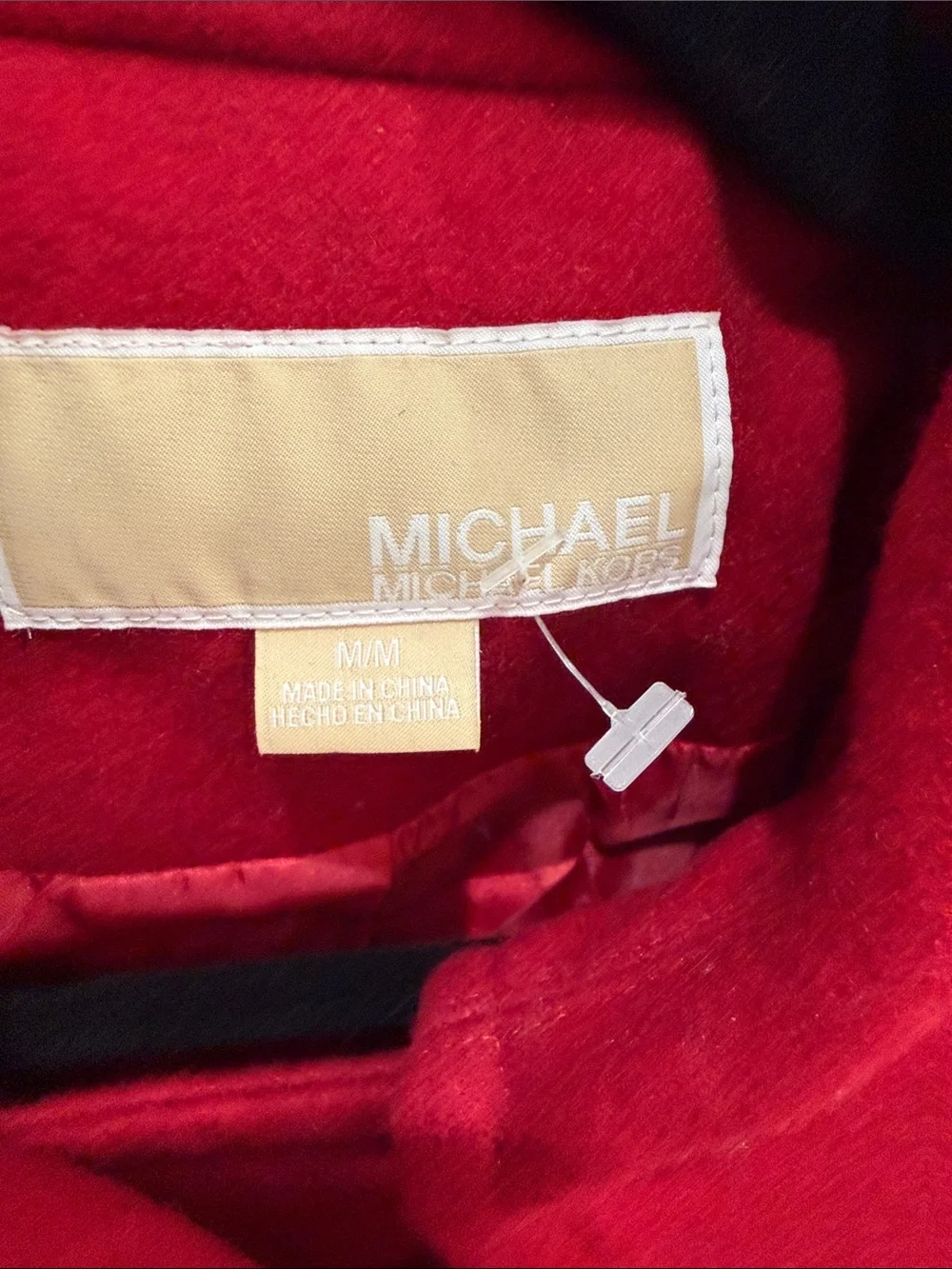 Michael Kors Red Double-Breasted Peacoat with Gold Buttons